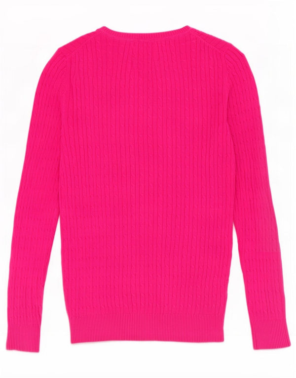 Crew Clothing Pull col en V pour femme UK 12 Coton rose moyen