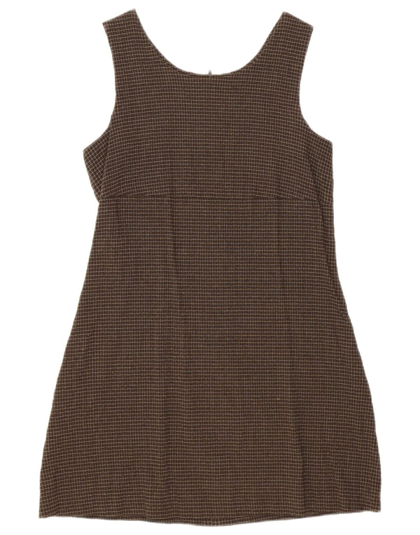 Germano Zama Robe fourreau sans manches pour femme UK 8 Petit Viscose à Carreaux Marron