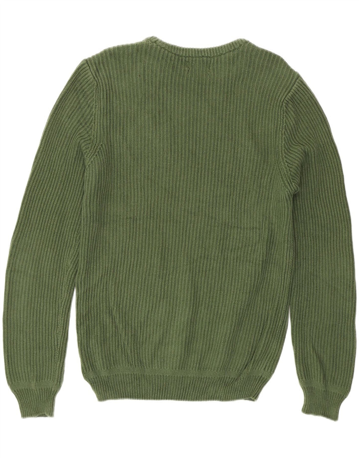 Zara Pull Col Rond Homme Vert Moyen Coton