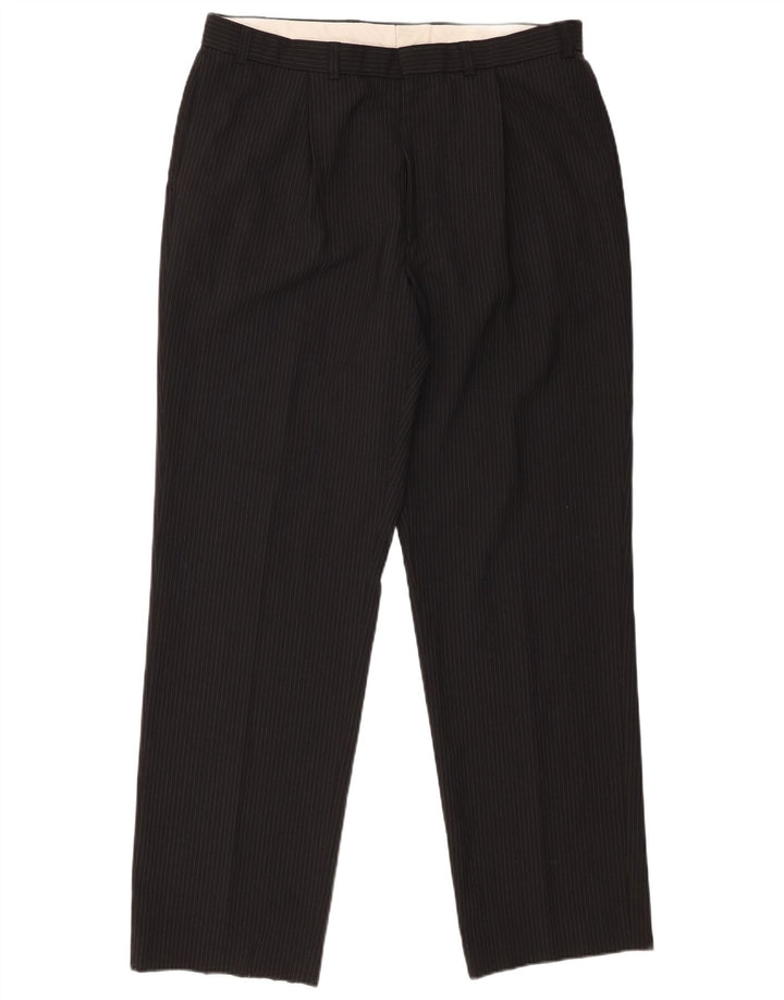 Marks & Spencer Pantalon de costume pour homme W36 L33 Noir à fines rayures Polyester