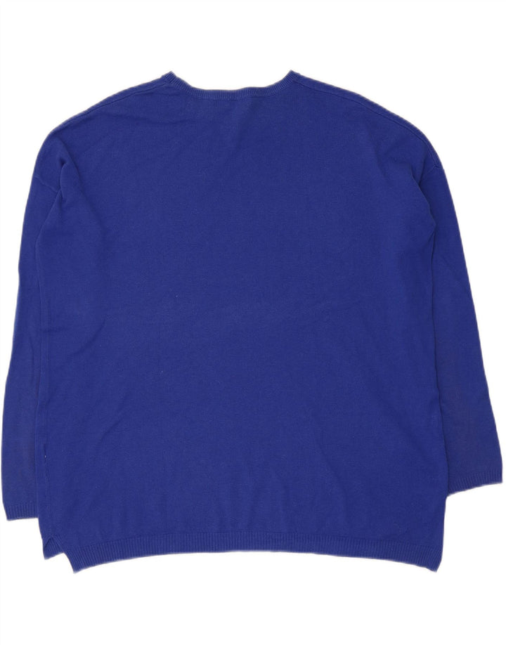 Zara Pull surdimensionné à col rond pour femme UK 10 Petit Bleu