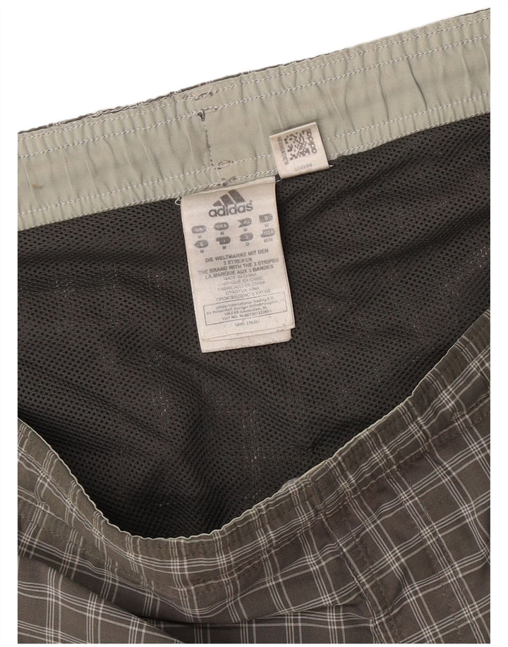 Adidas Short de bain homme gris moyen à carreaux en polyester