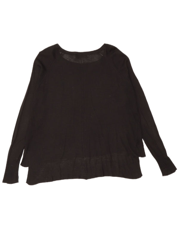 Zara Femme Haut Oversize Manches Longues UK 10 Petit Viscose Noir