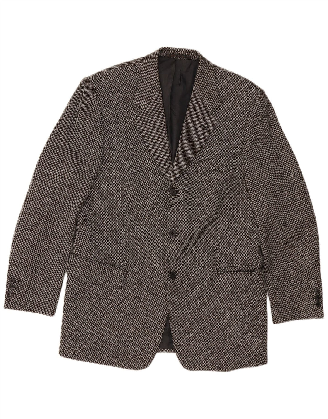 REDGREEN Veste Blazer 3 Boutons Homme EU 50 Grande Laine Tachée Grise