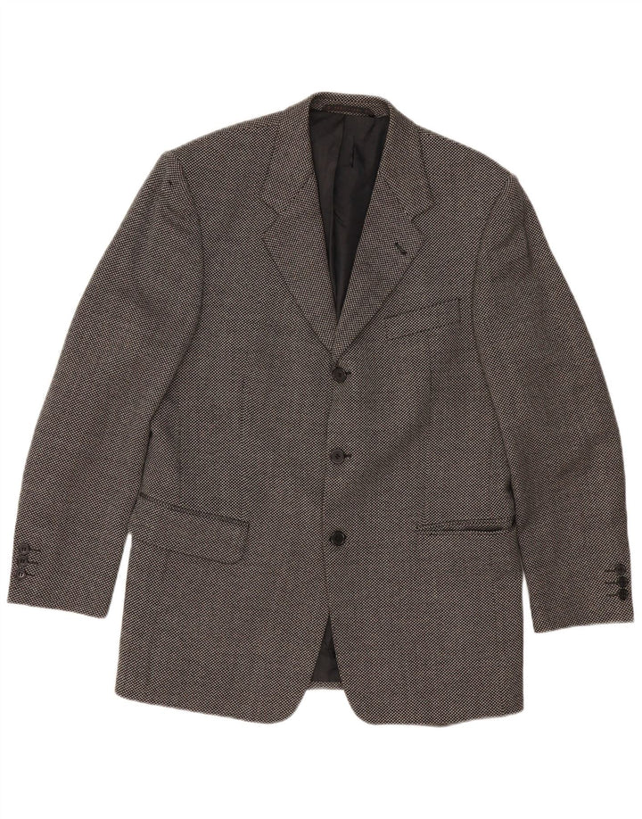 REDGREEN Veste Blazer 3 Boutons Homme EU 50 Grande Laine Tachée Grise