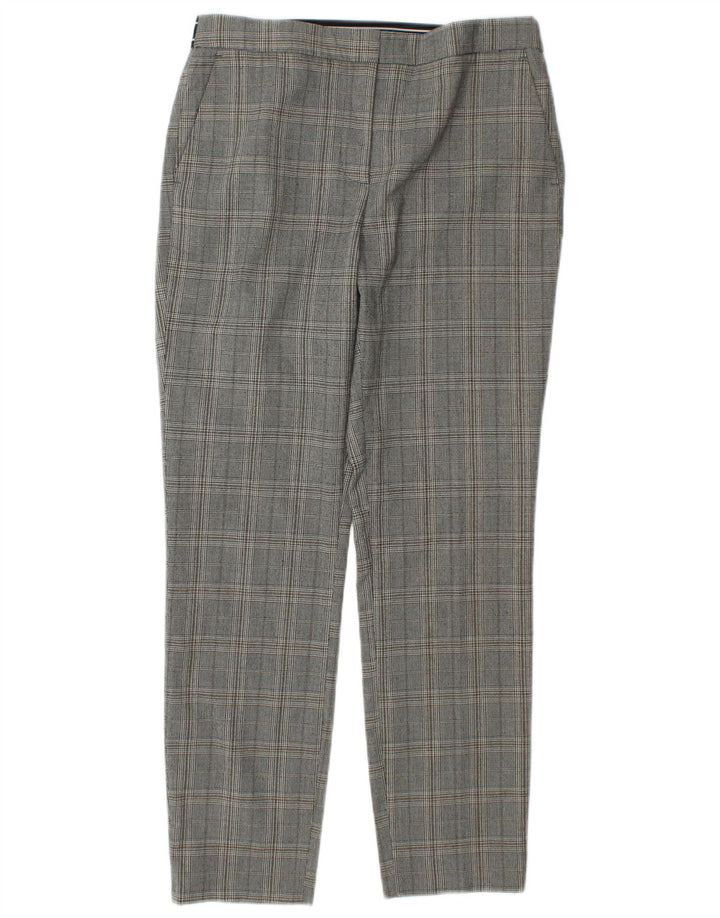 Zara Pantalon de costume droit pour femme Medium W28 L27 Gris à carreaux Polyester