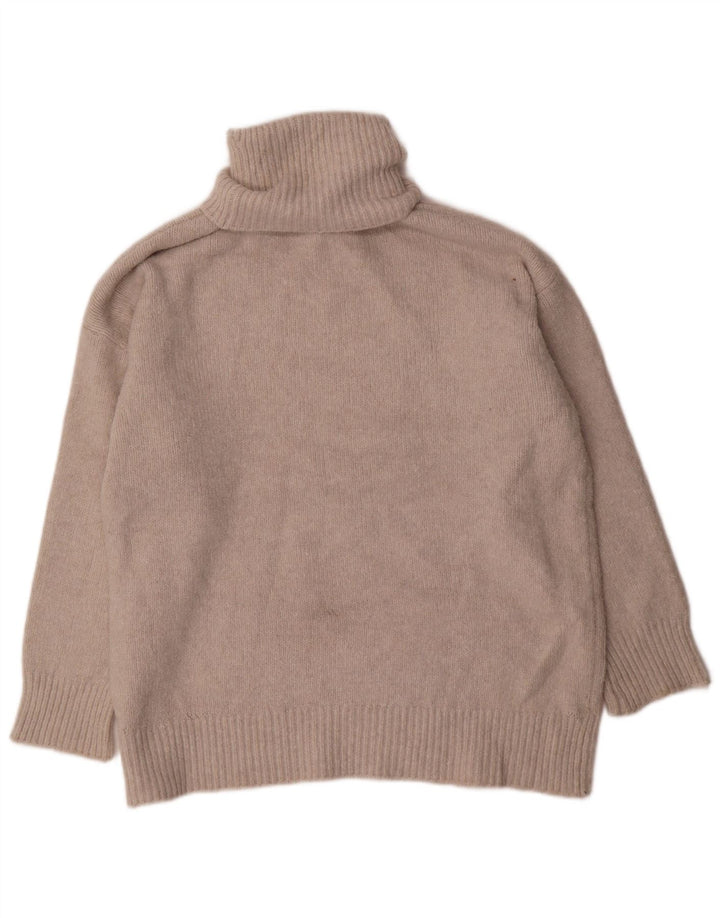 Zara Pull surdimensionné à col roulé pour femme UK 14 Polyester beige moyen