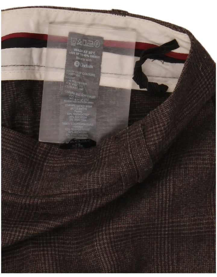 Marks & Spencer Pantalon de costume pour femme UK 16 Large W38 L29 Marron à carreaux