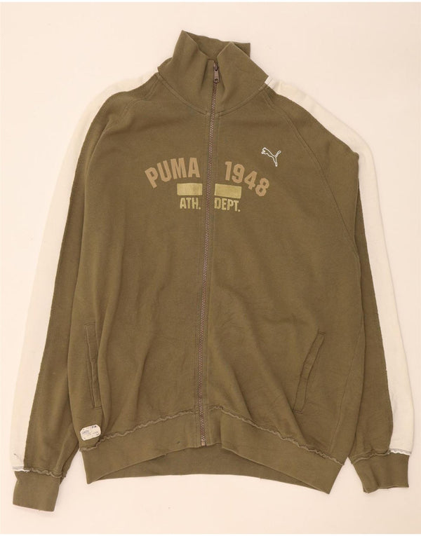 Puma Veste de survêtement graphique pour homme 2XL Kaki Colorblock Coton
