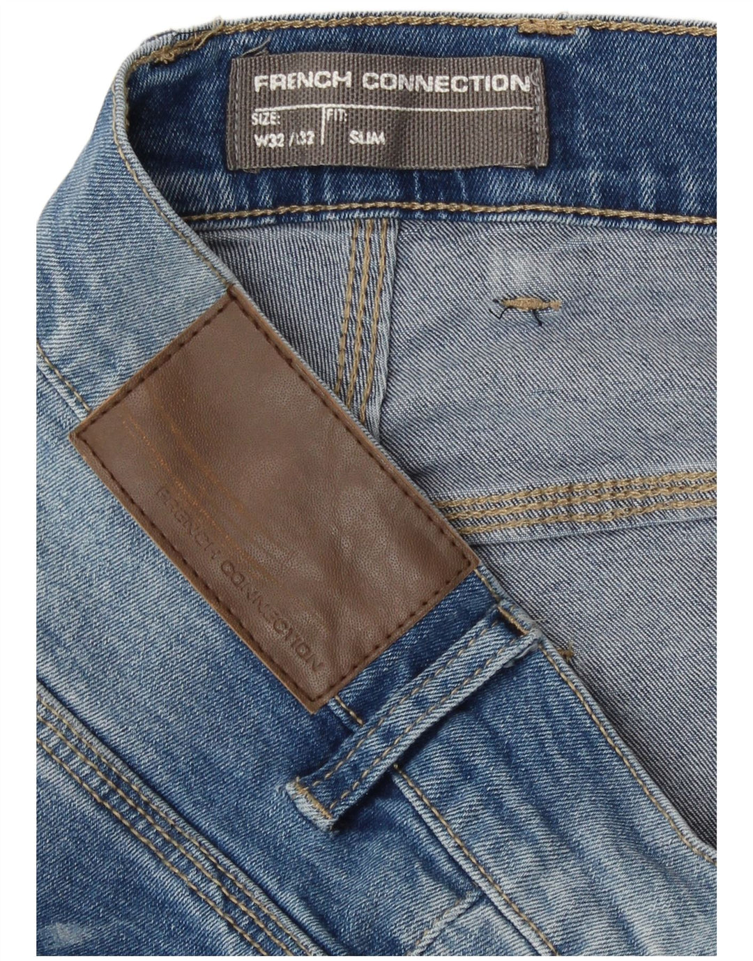 French Connection Jean Slim Homme W32 L32 Bleu Coton