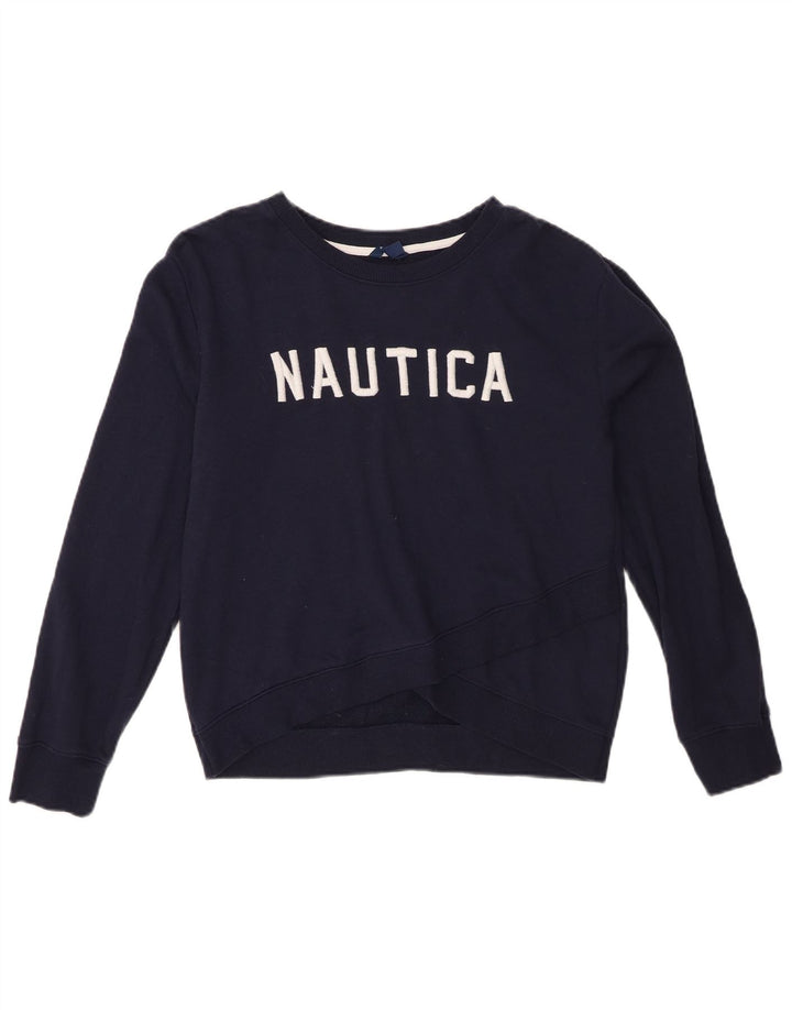 Nautica Sweat-shirt surdimensionné graphique pour femme UK 10 Small Bleu marine