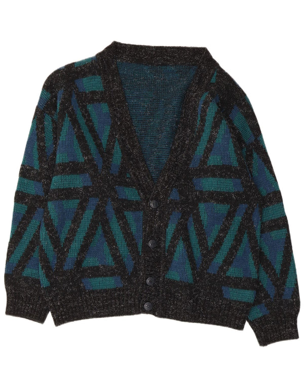 VINTAGE Femme Cardigan Pull UK 18 XL Vert Géométrique