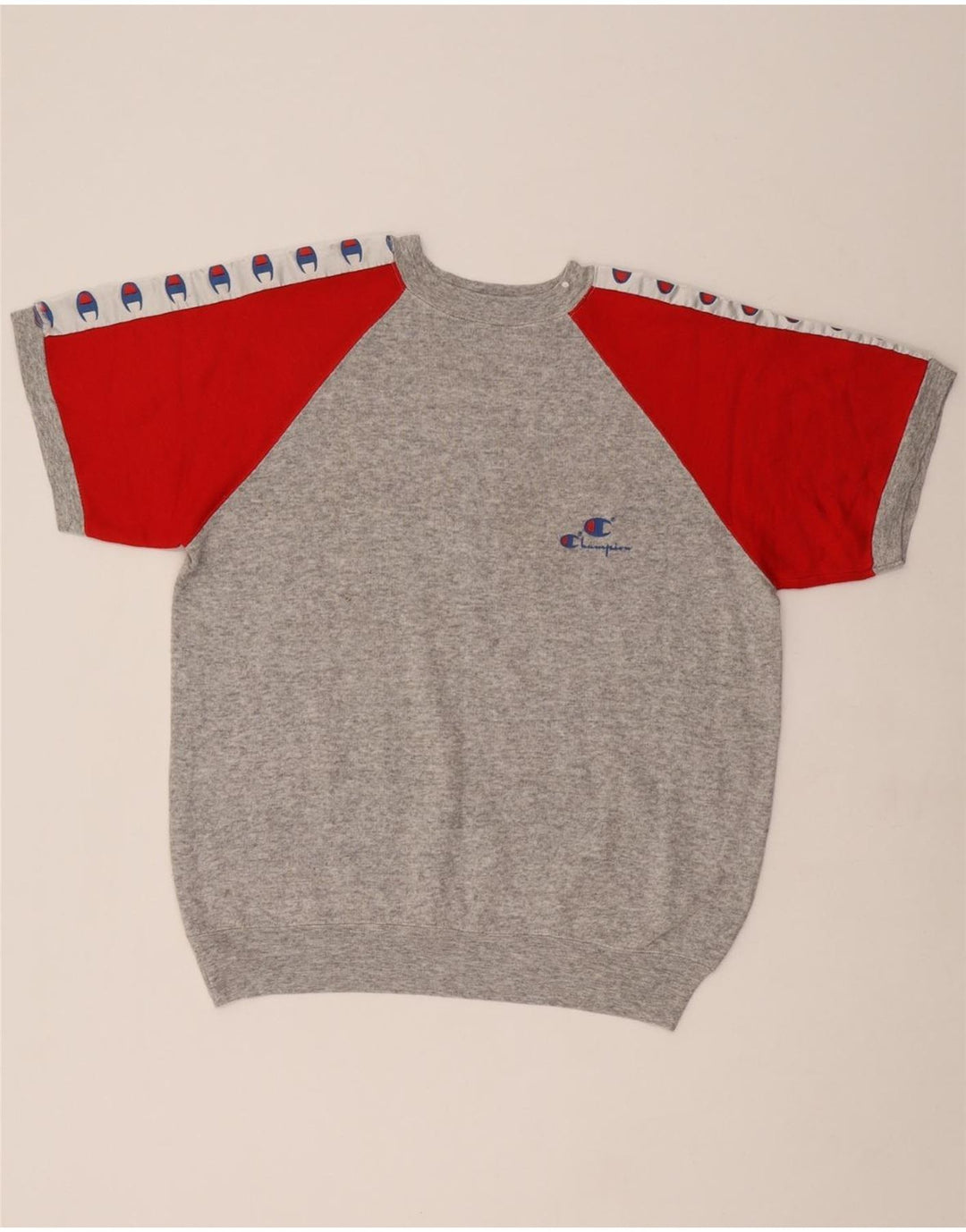 CHAMPION Mens Graphic Sweatshirt Jumper Medium Grey Colourblock Vintage Champion and Second-Hand Champion from Messina Hembry 