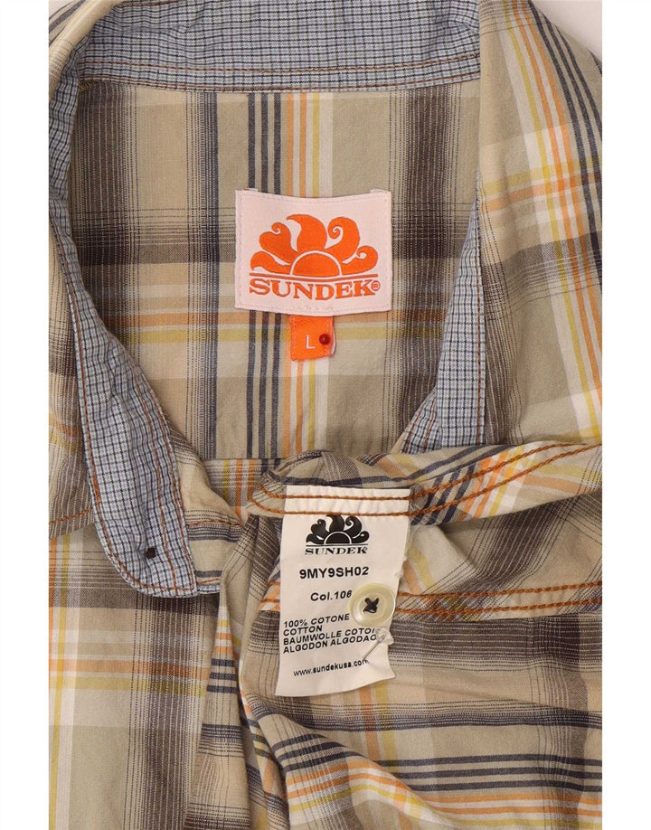 Sundek Chemise à manches courtes pour homme en coton à carreaux multicolores
