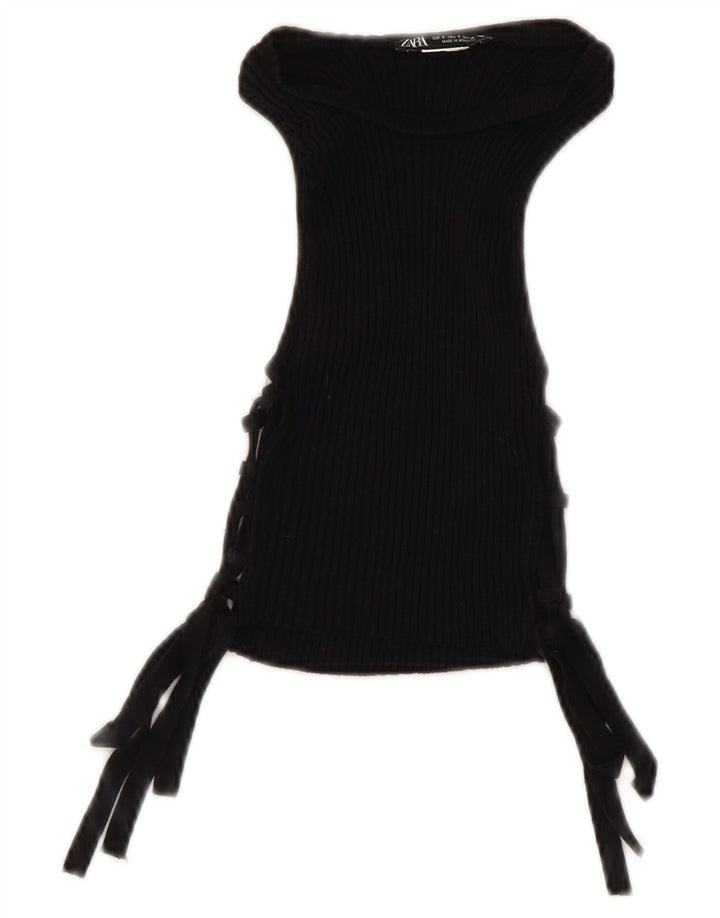 Zara Chemisier court sans manches pour femme UK 8 Small Noir