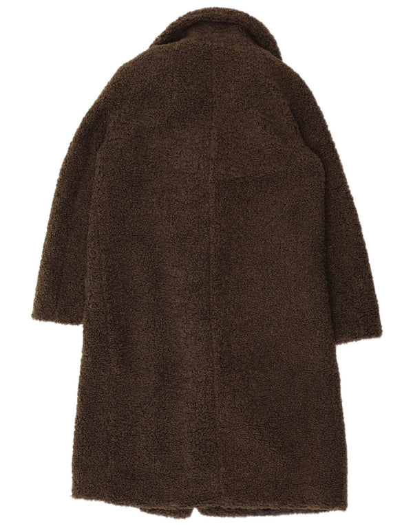 Zara Womens Teddy Bear Pardessus UK 16 Grand Kaki