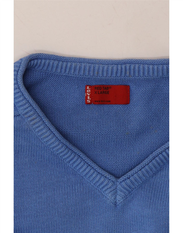 LEVI'S Mens V-Neck Jumper Sweater XL Blue Cotton Vintage Levi's and Second-Hand Levi's from Messina Hembry 