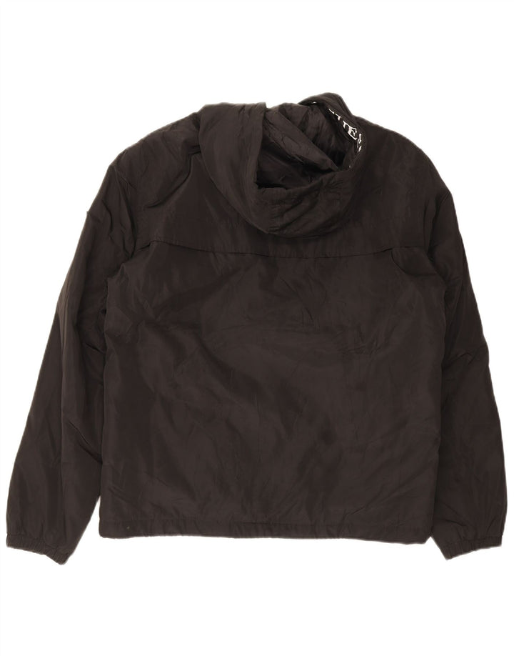 Guess Veste de pluie à capuche pour homme UK 40 Large Noir Polyester