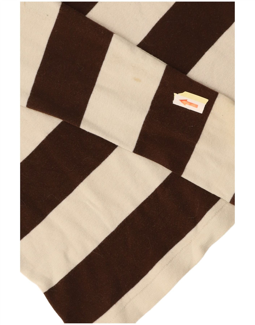 RALPH LAUREN Haut Femme Manches Longues UK 14 Coton Rayé Marron Moyen