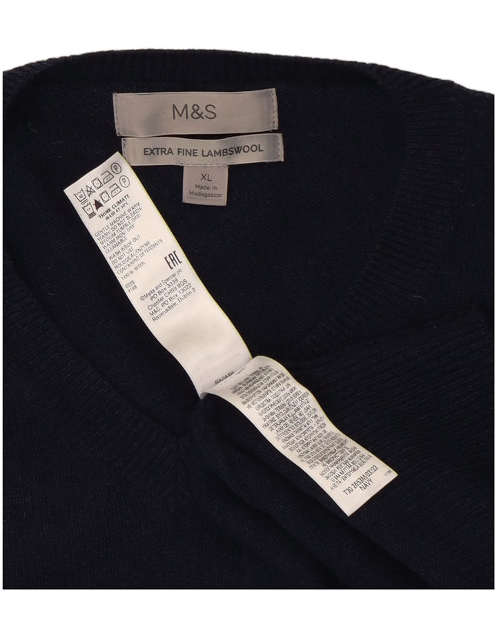 Marks & Spencer Pull col V pour homme XL en laine bleu marine
