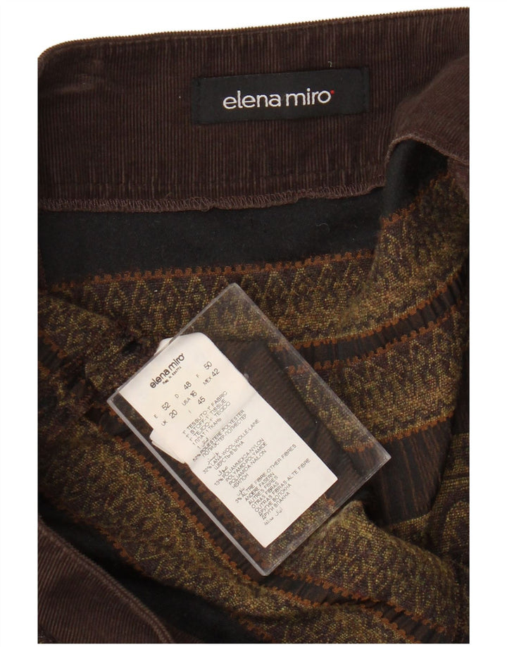 ELENA MIRO Jupe trapèze pour femme UK 20 2XL W38 Marron Géométrique Polyester