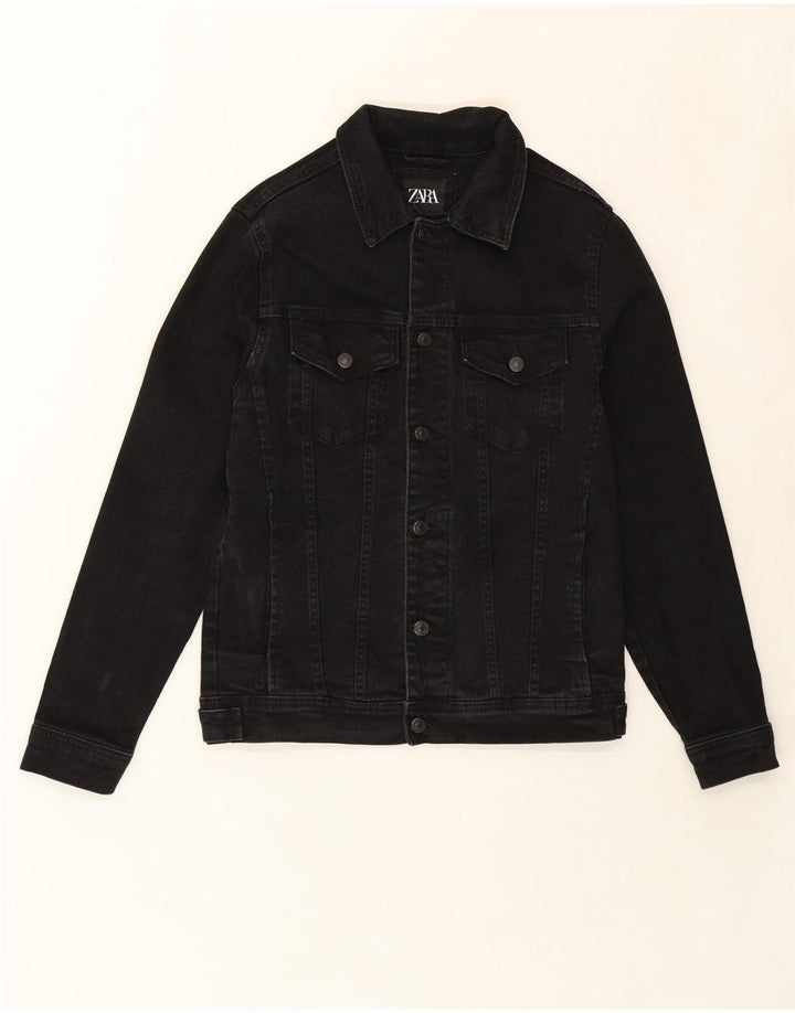 ZARA Womens Denim Jacket UK 14 Medium Black Cotton Vintage Zara and Second-Hand Zara from Messina Hembry 