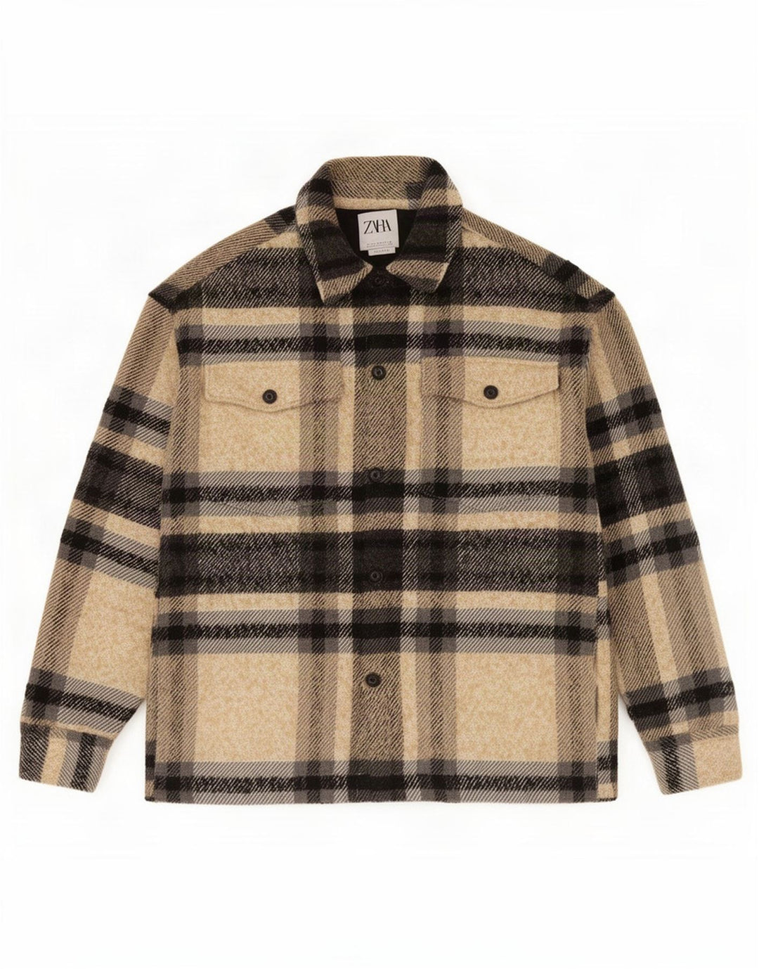 Zara Veste utilitaire pour homme UK 40 Large Beige Check Polyester