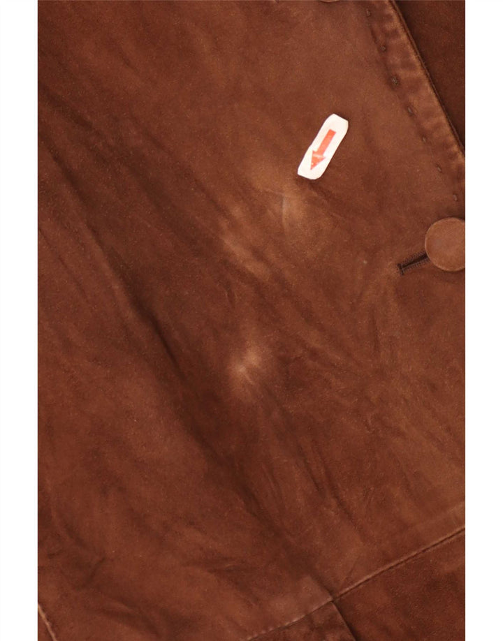 veste en daim femme vintage IT 44 cuir beige moyen