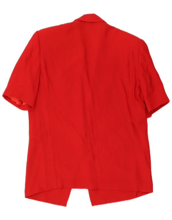 vintage Femmes 1 Bouton Manches Courtes Blazer Veste UK 14 Moyen Rouge