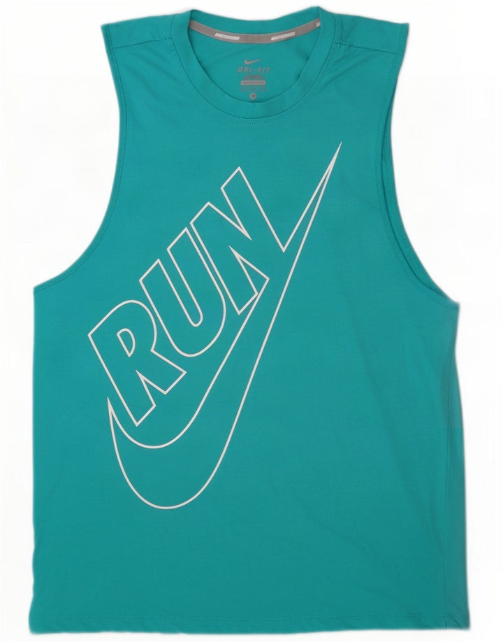 Nike Femme Dri Fit Graphic Débardeur UK 14 Medium Turquoise Colourblock
