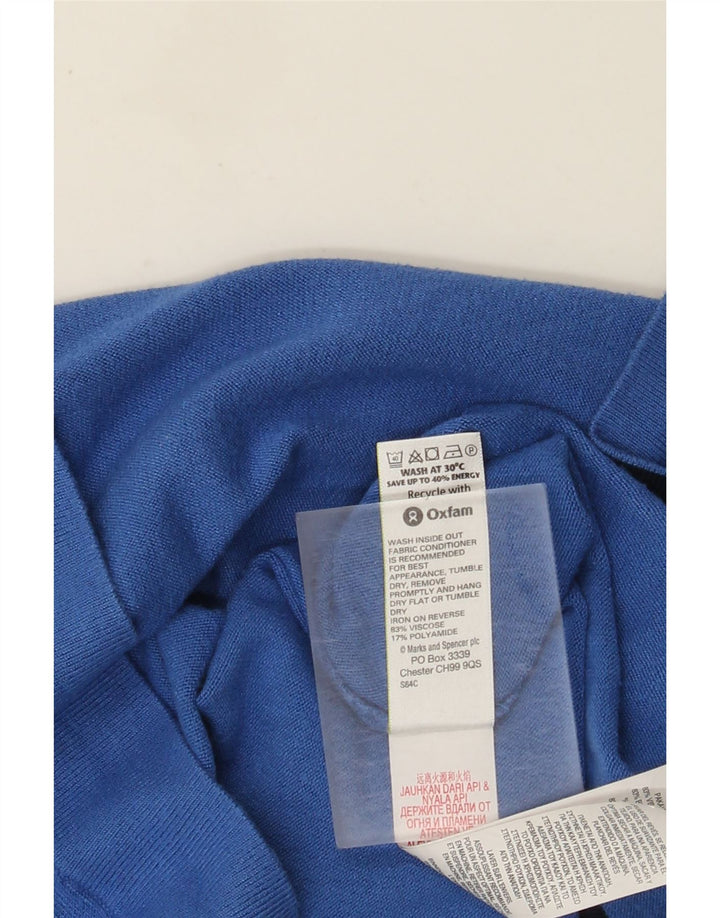 Marks & Spencer Cardigan court à manches courtes pour femme Bleu moyen UK 14