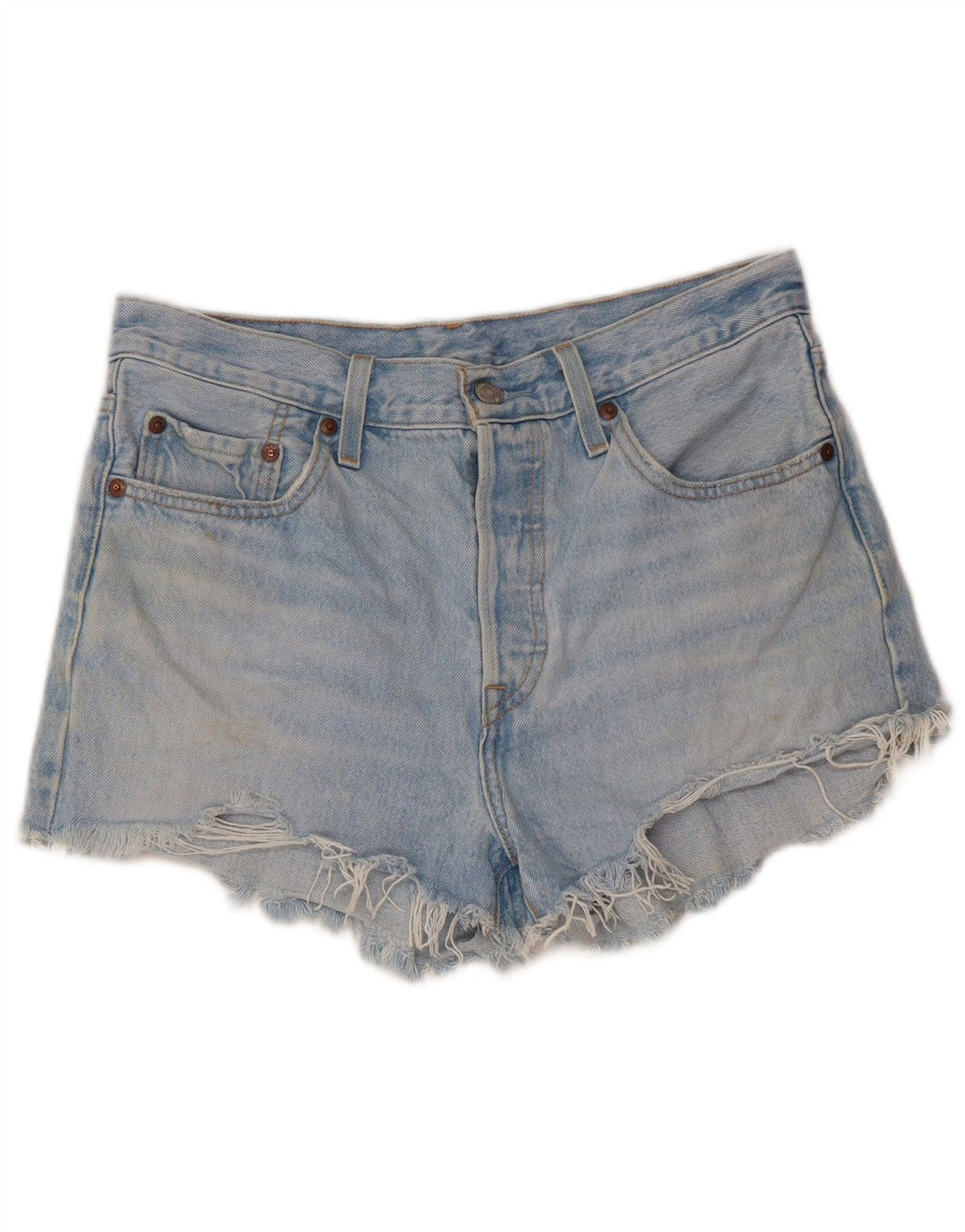 LEVI'S Short 501 Denim Vieilli Femme W28 Bleu Moyen Coton