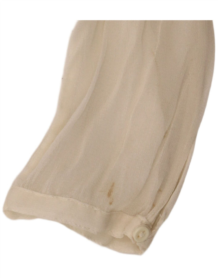 Zara Chemisier surdimensionné transparent à manches longues pour femme UK 10 Petit Beige