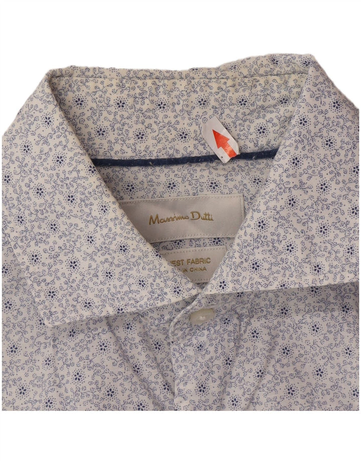 Massimo Dutti Chemise Homme Petit Blanc Floral Coton