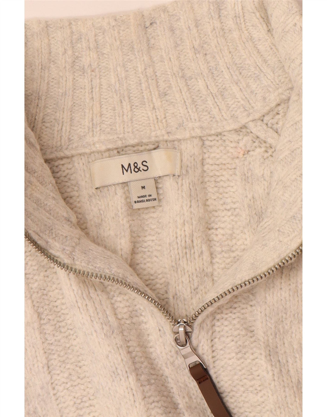 Marks & Spencer Pull Col Zippé Homme Blanc Cassé Moyen Acrylique
