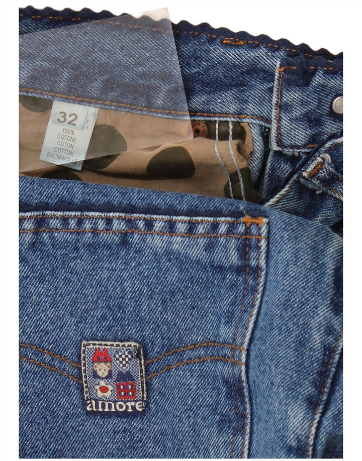 vintage Femme Fuselé Taille Haute Jeans W32 L30 Coton Bleu