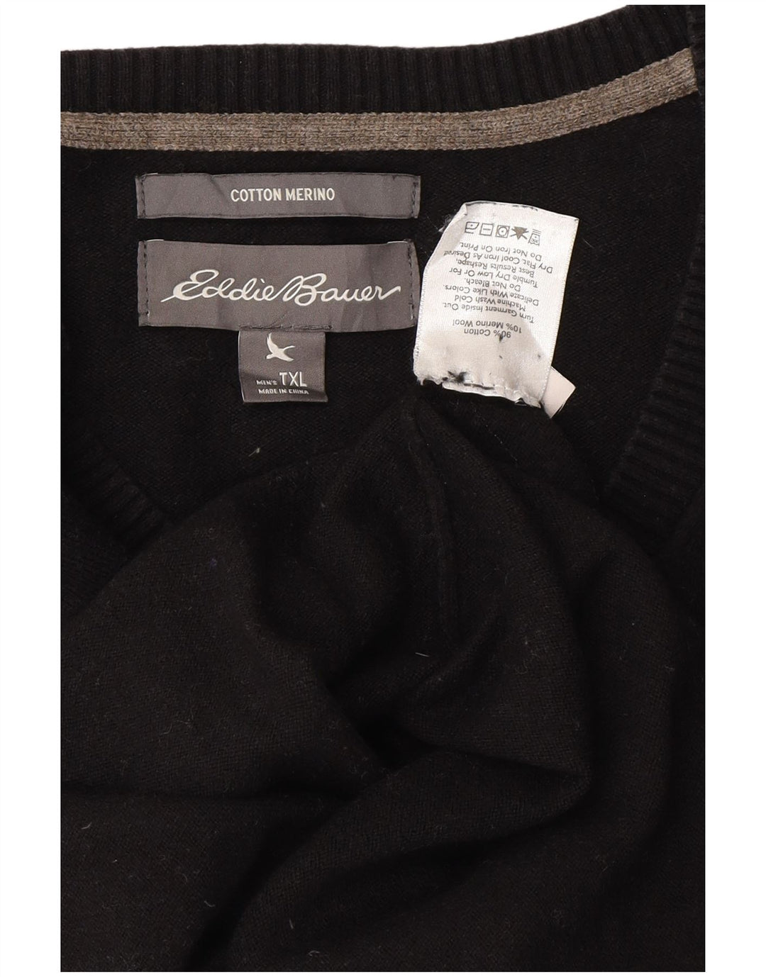 Eddie Bauer Pull col V pour homme XL en coton noir