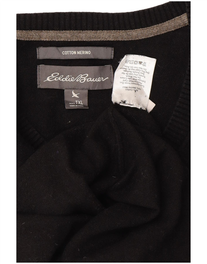Eddie Bauer Pull col V pour homme XL en coton noir