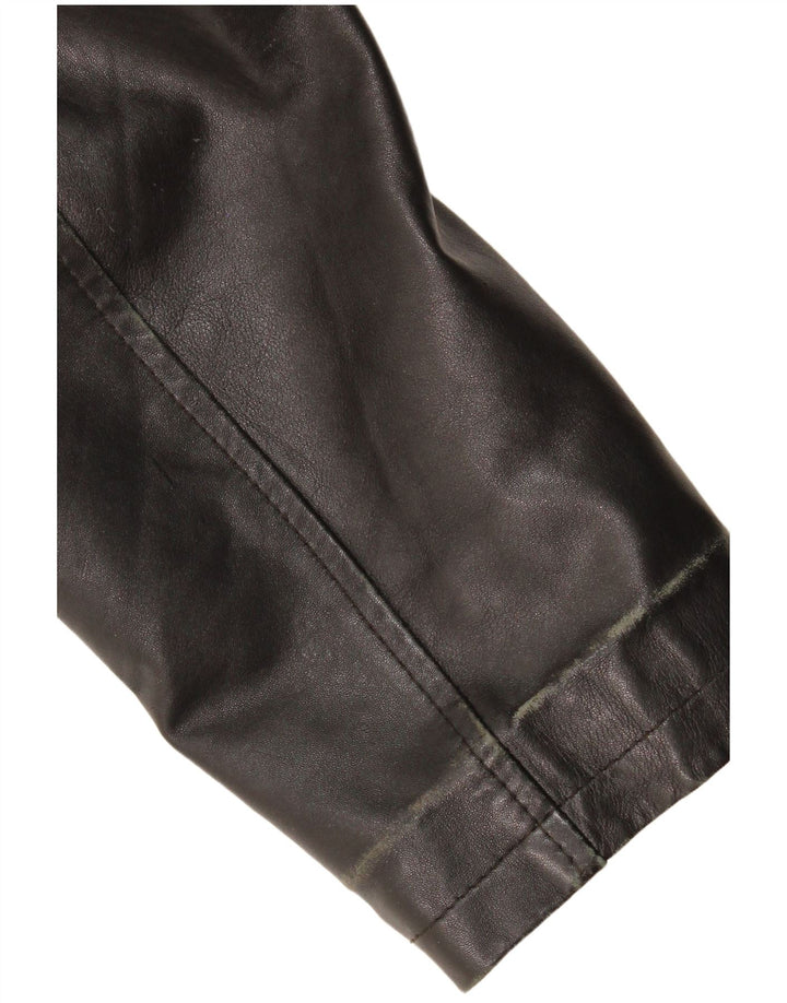 Veste en cuir femme vintage UK 14 Cuir noir moyen