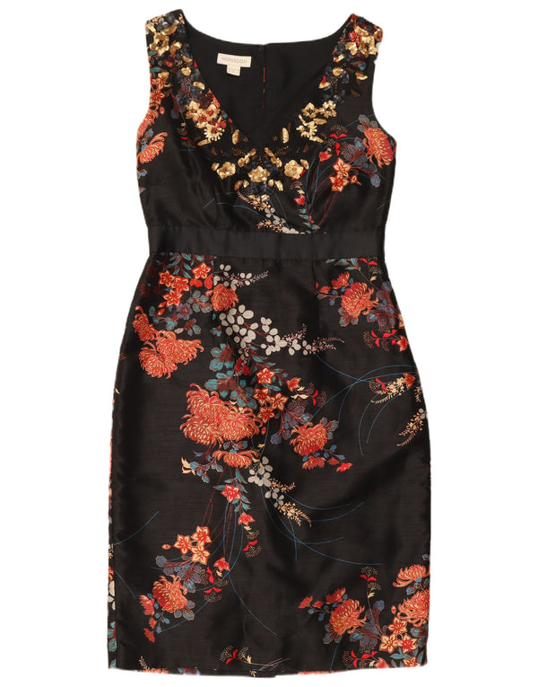 Monsoon Robe fourreau sans manches pour femme UK 8 Petit Noir Floral Polyester