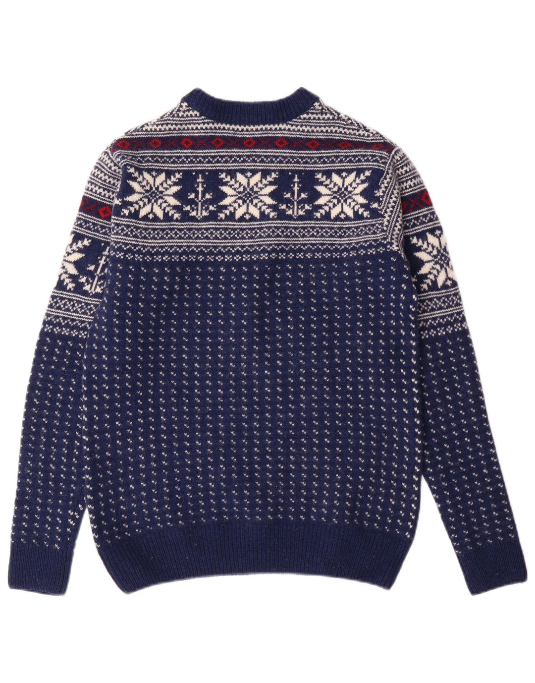 GANT Pull ras du cou pour homme en laine Fair Isle bleu marine Small