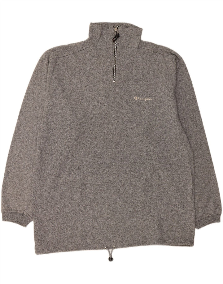 CHAMPION Sweat-Shirt Col Zippé Homme 2XL Gris Moucheté Coton