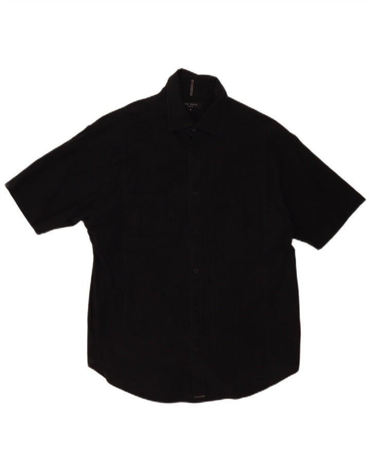 Ted Baker Chemise à manches courtes pour homme Taille 4 Grand Coton Noir