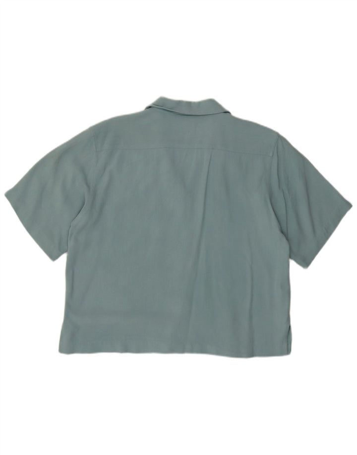 Tommy Bahama Chemise à manches courtes pour femme UK 12 Medium Turquoise Herringbone