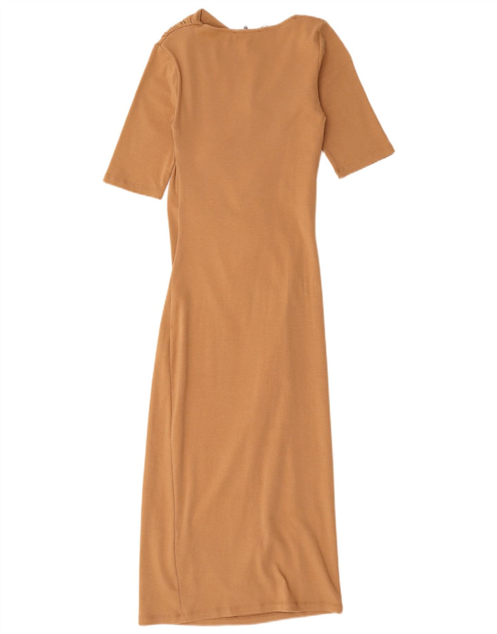 Zara Femme Robe Maxi UK 8 Petit Coton Beige