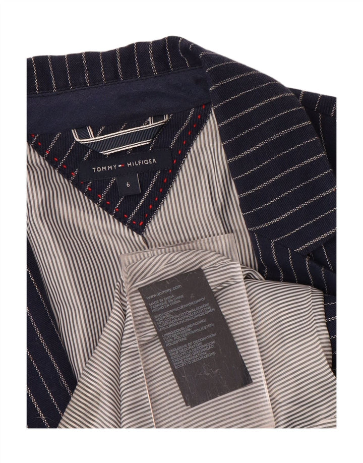 TOMMY HILFIGER Womens Blazer Jacket US 6 Medium Navy Blue Pinstripe Vintage Tommy Hilfiger and Second-Hand Tommy Hilfiger from Messina Hembry 