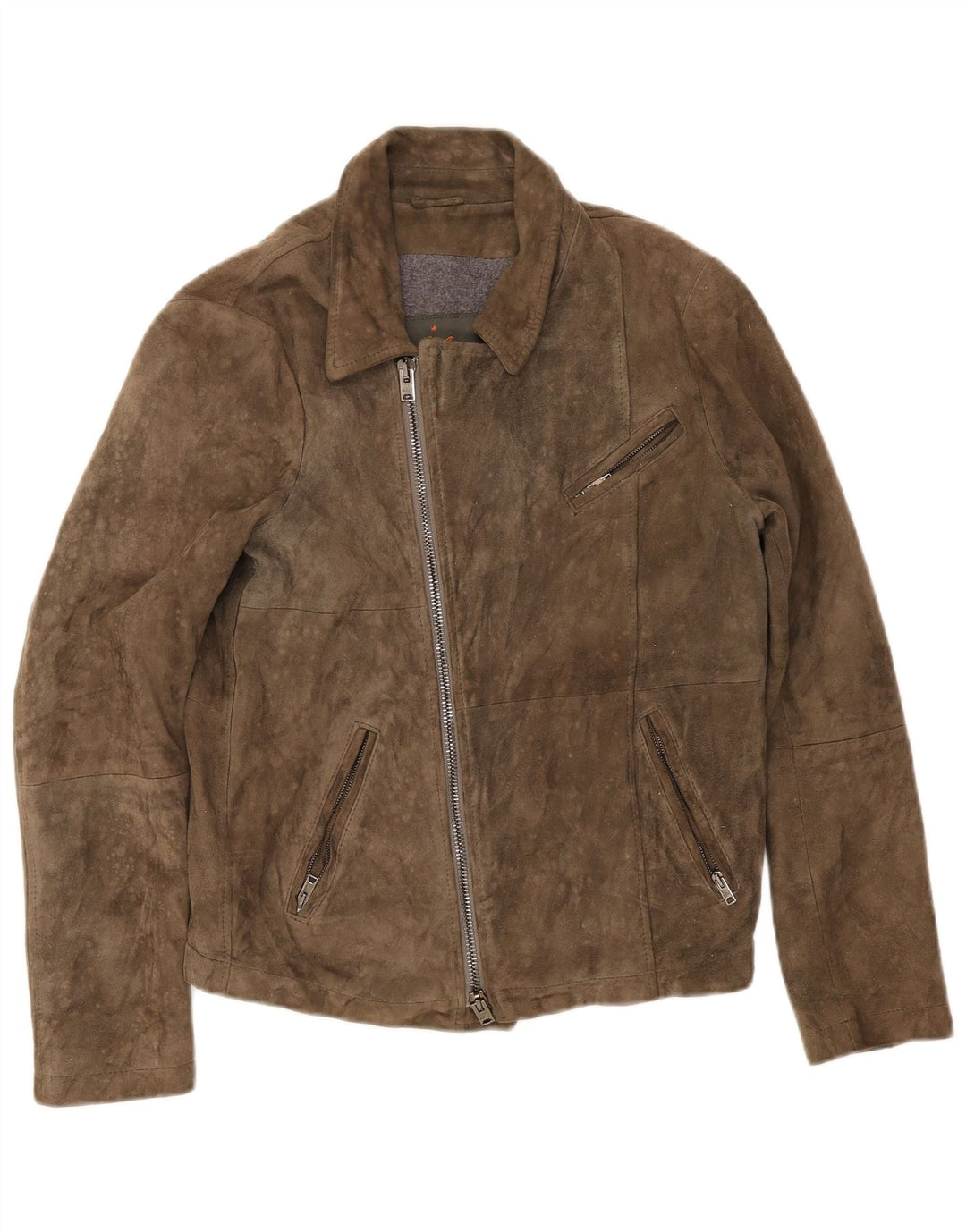 Giorgio Brato Veste de motard en daim pour homme IT 48 Cuir vert moyen