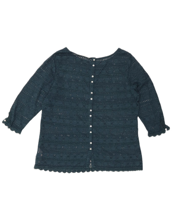 FAT FACE Chemisier en dentelle à manches 3/4 pour femme UK 14 Grand vert floral en coton