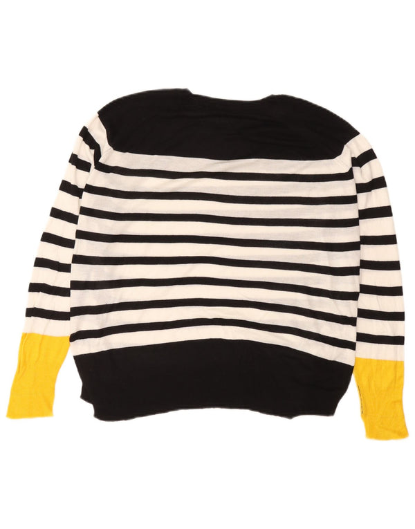 Zara Pull surdimensionné à col bateau pour femme UK 10 Petit rayé noir