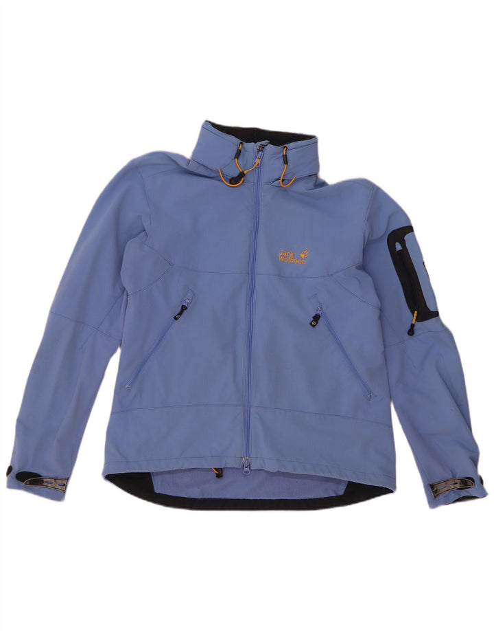 Jack Wolfskin Veste de pluie à capuche pour femme UK 14/16 Large Bleu Polyamide